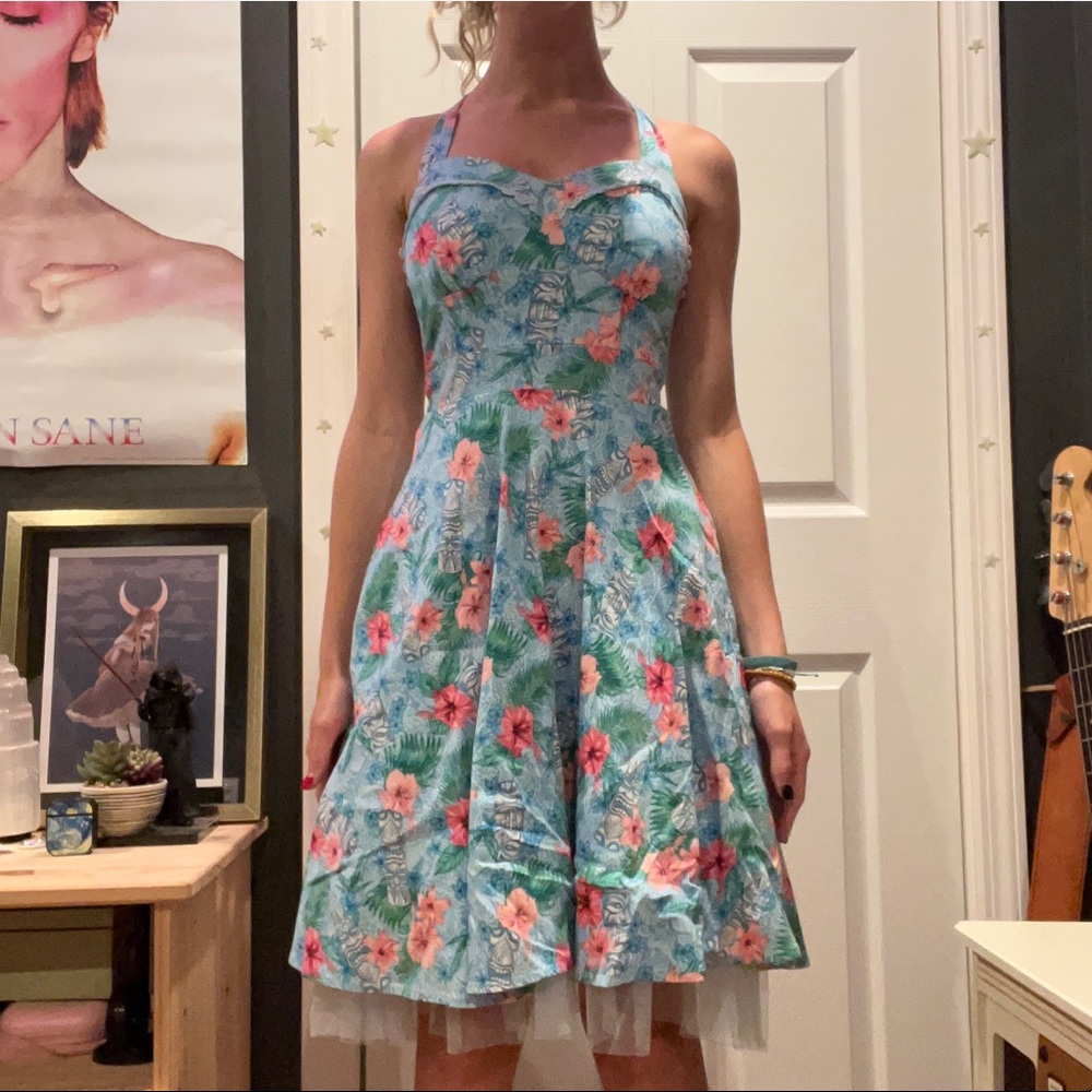 Blue Floral Tiki Swing Dress Hot Topic